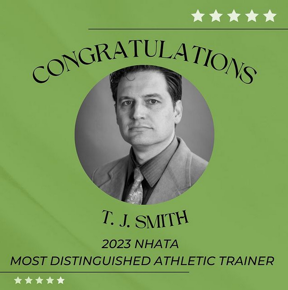 Image post of 2023 NHATA most distinguished athletic trainer, Theodore "T. J." Smith